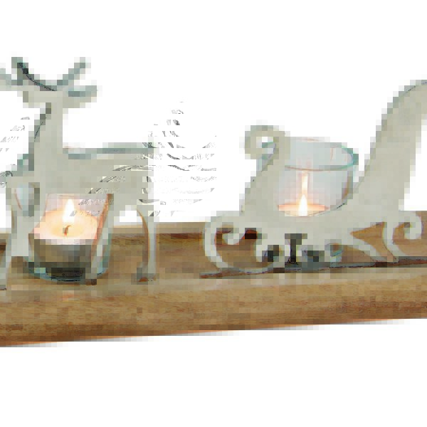 Tischkerzenhalter Teelichthalter Rentiere mit Schlitten – Bild 2