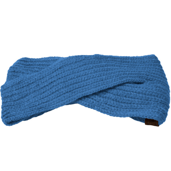 Strickset Schal + Haarband BLAU mit Lederdetail von Lot83 - Image 2