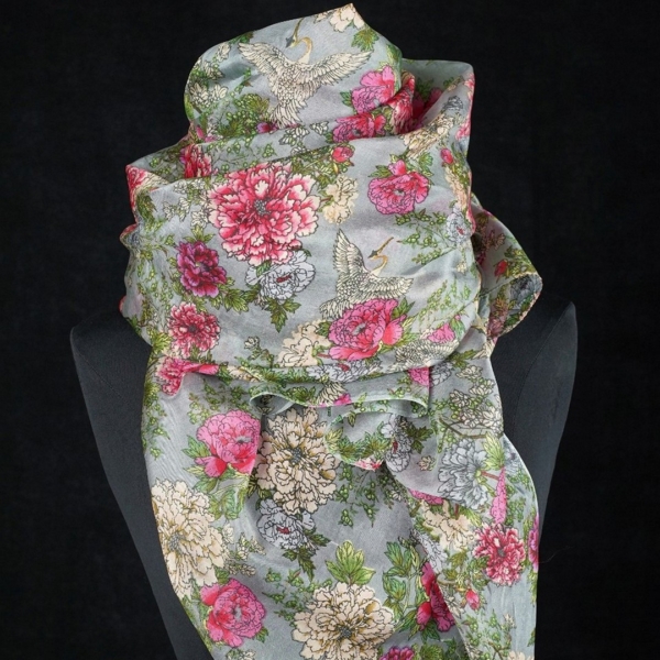 Damen Seidenschal Rosengarten 100 x 190 cm von Ahmaddy – Bild 6