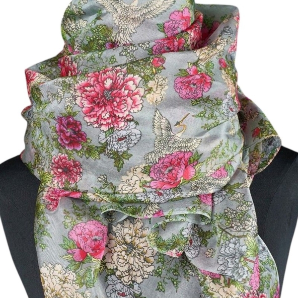Damen Seidenschal Rosengarten 100 x 190 cm von Ahmaddy – Bild 3