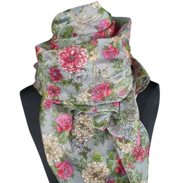 Damen Seidenschal Rosengarten 100 x 190 cm von Ahmaddy – Bild 4