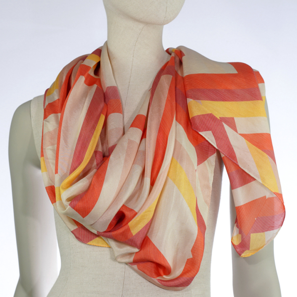 Seidentuch bunt gemustert ZigZag 100 x 100 cm von Ahmaddy