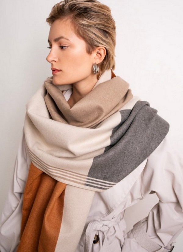 Damenschal 70x190 cm flauschige Herbst-Winter Stola mehrfarbig gemustert
