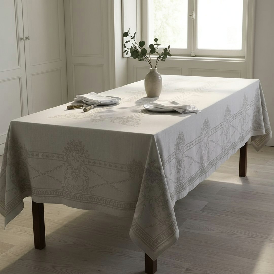 Tischdecke 170 x 170 cm French Natural mit Hohlsaum von Ju-Lein