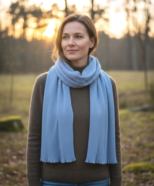 Eagle Products: Stola Strickschal 65 x 180 cm aus feiner Merinowolle "Hellblau"