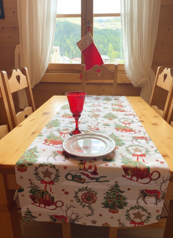 Weihnachtlicher Tischläufer 50 x 150 cm aus Baumwolle