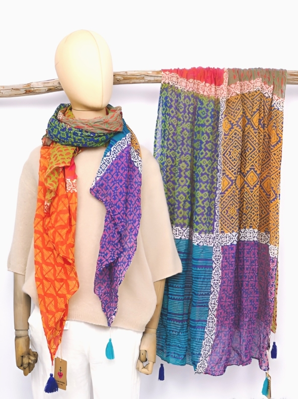 Sarah & Sally Damenschal 100x180 cm PATCHWORK aus Baumwolle – Bild 2