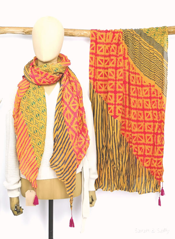 Sarah & Sally Damenschal 100x180 cm ORANGE aus Baumwolle – Bild 3