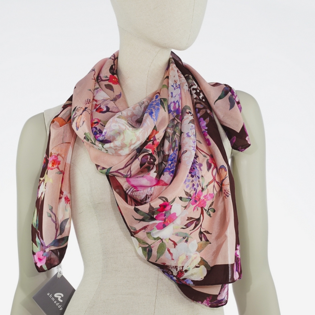 Damen Nickituch Halstuch 100 x 100 cm aus Seide von Ahmaddy – Bild 2