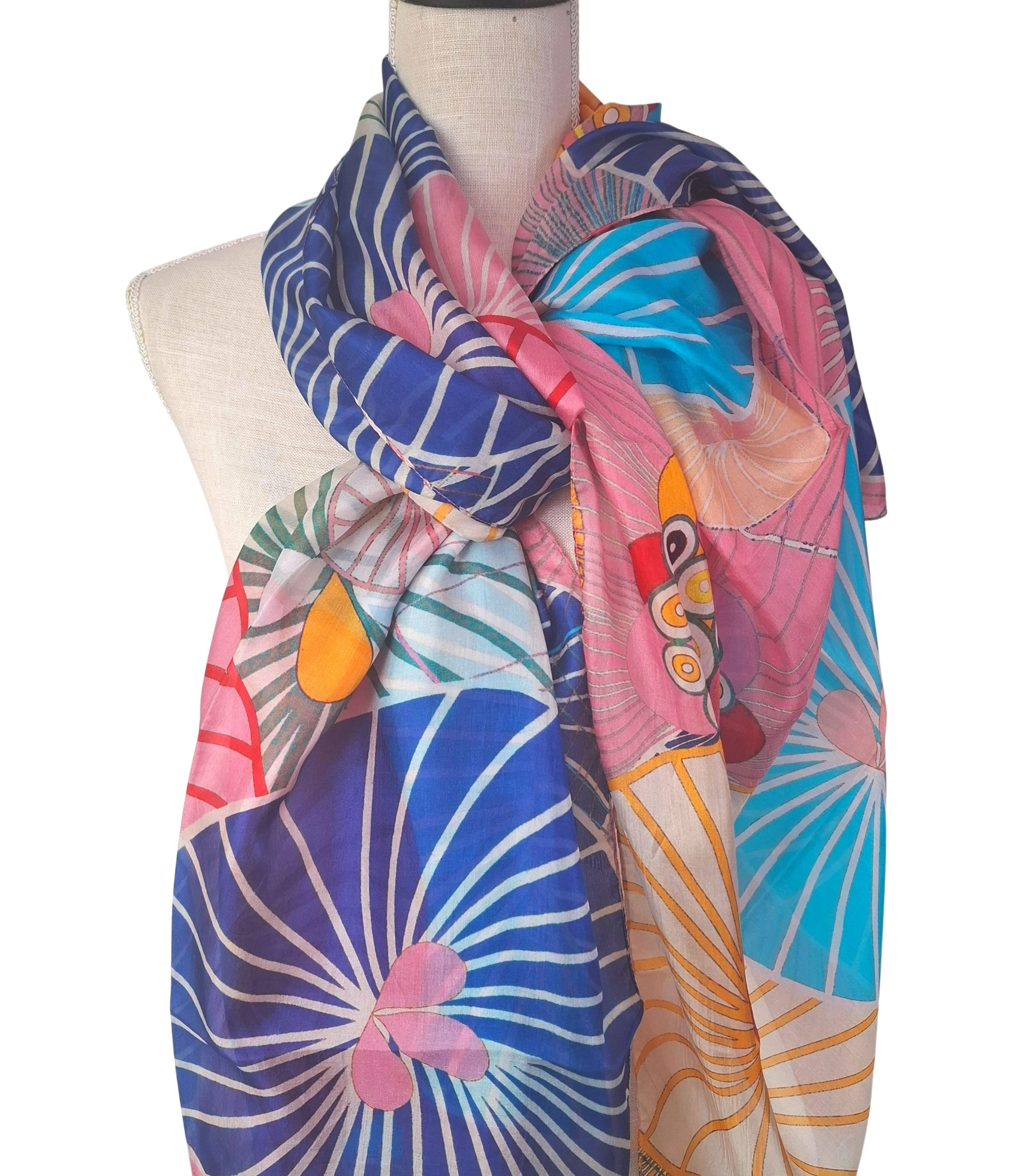 Farbenfroher, luftig leichter Seidenschal von Ahmaddy – Bild 4