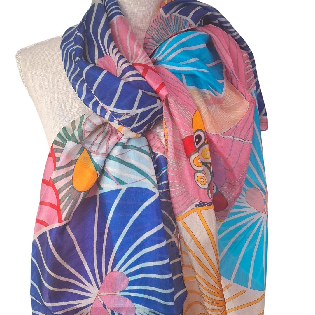 Farbenfroher, luftig leichter Seidenschal von Ahmaddy – Bild 3