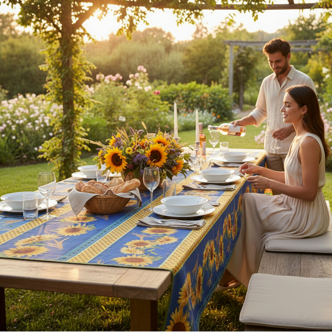 Pflegeleichte Tischdecke 150 x 200 cm SONNENBLUMEN für Haus & Garten – Bild 3