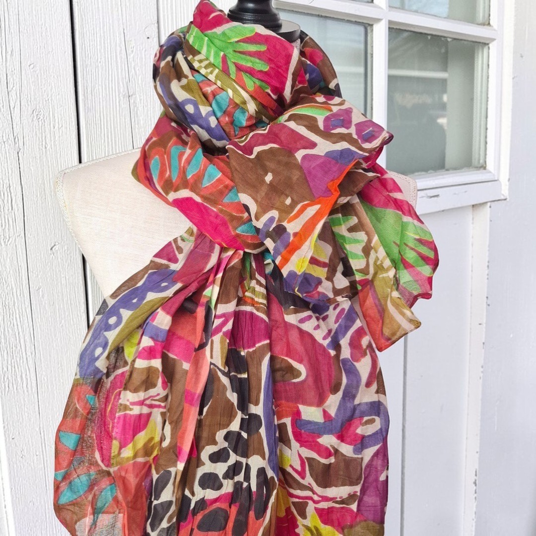 Sarah & Sally mehrfarbiger Schal Handbedruckt aus 100% Baumwolle