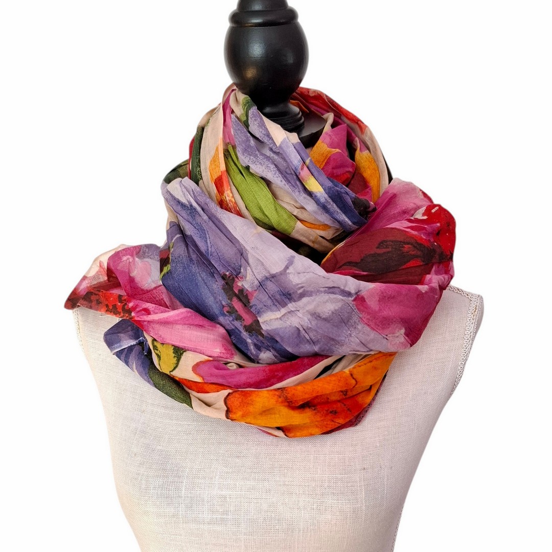 Sarah & Sally farbenfroher Damenschal aus 100% Baumwolle Handbedruckt – Bild 4