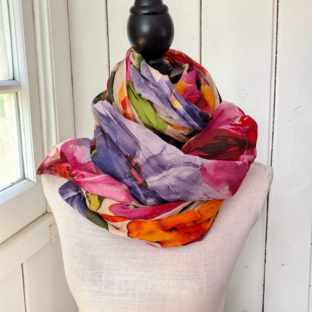 Sarah & Sally farbenfroher Damenschal aus 100% Baumwolle Handbedruckt – Bild 5