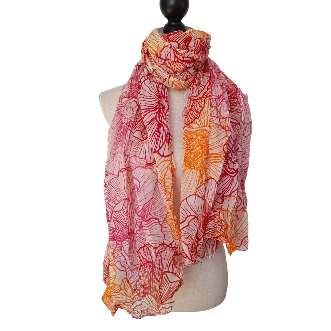 Sarah & Sally farbenfroher Damenschal aus 100% Baumwolle Handbedruckt – Bild 4