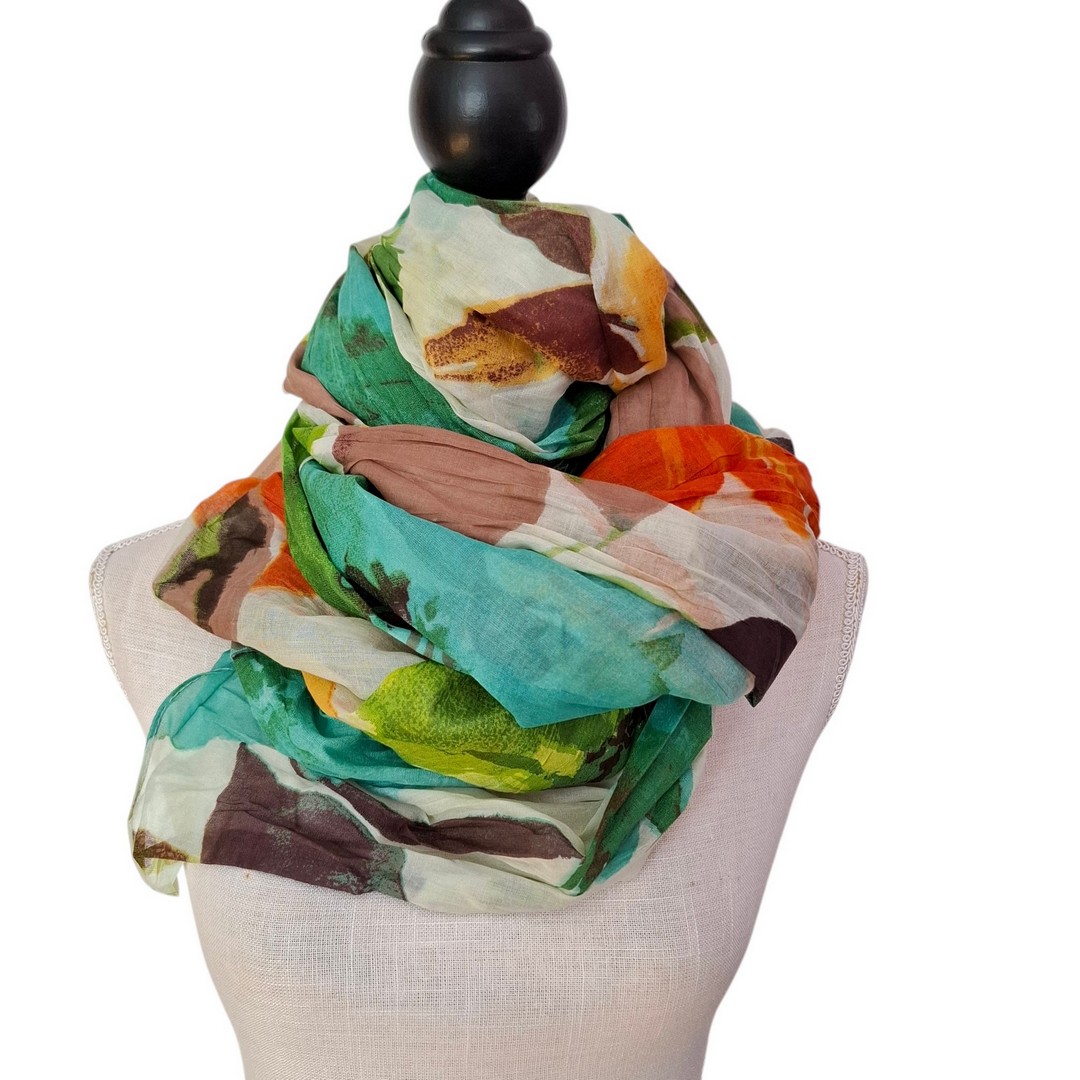 Sarah & Sally farbenfroher Damenschal aus 100% Baumwolle Handbedruckt – Bild 2