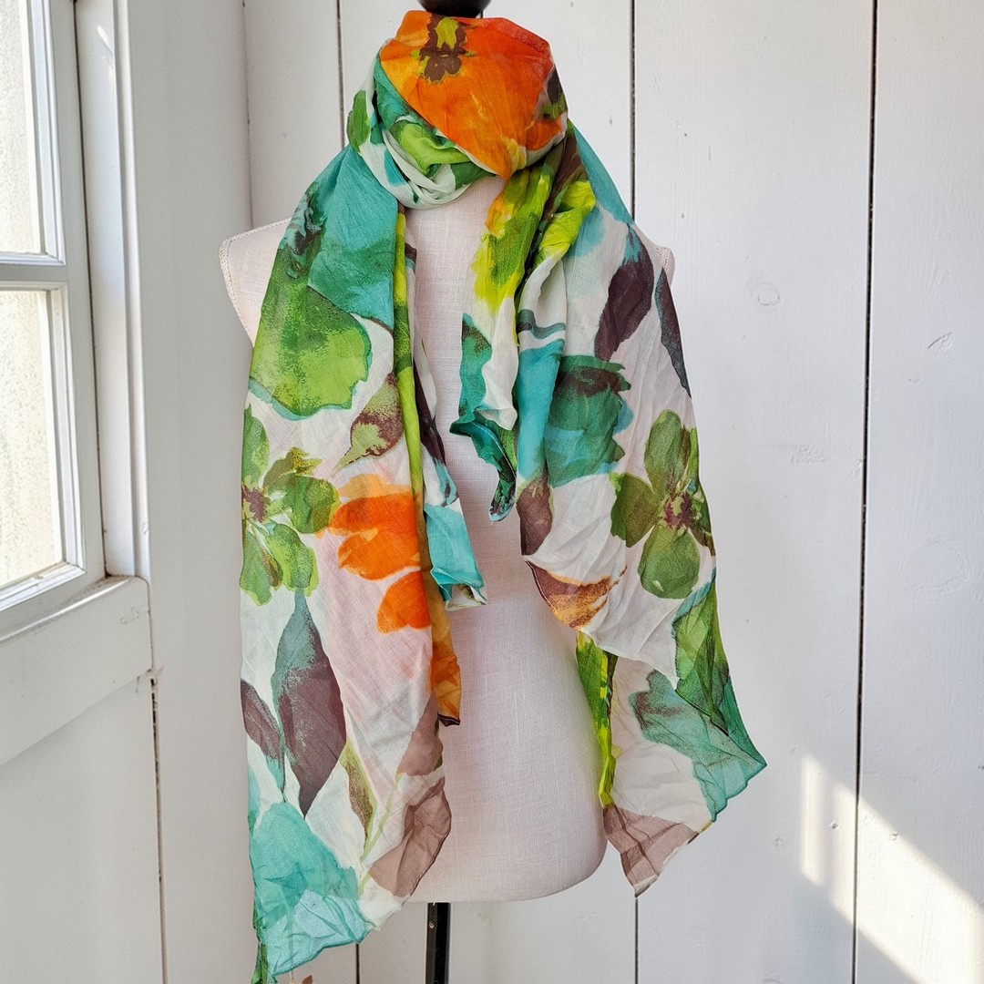 Sarah & Sally farbenfroher Damenschal aus 100% Baumwolle Handbedruckt