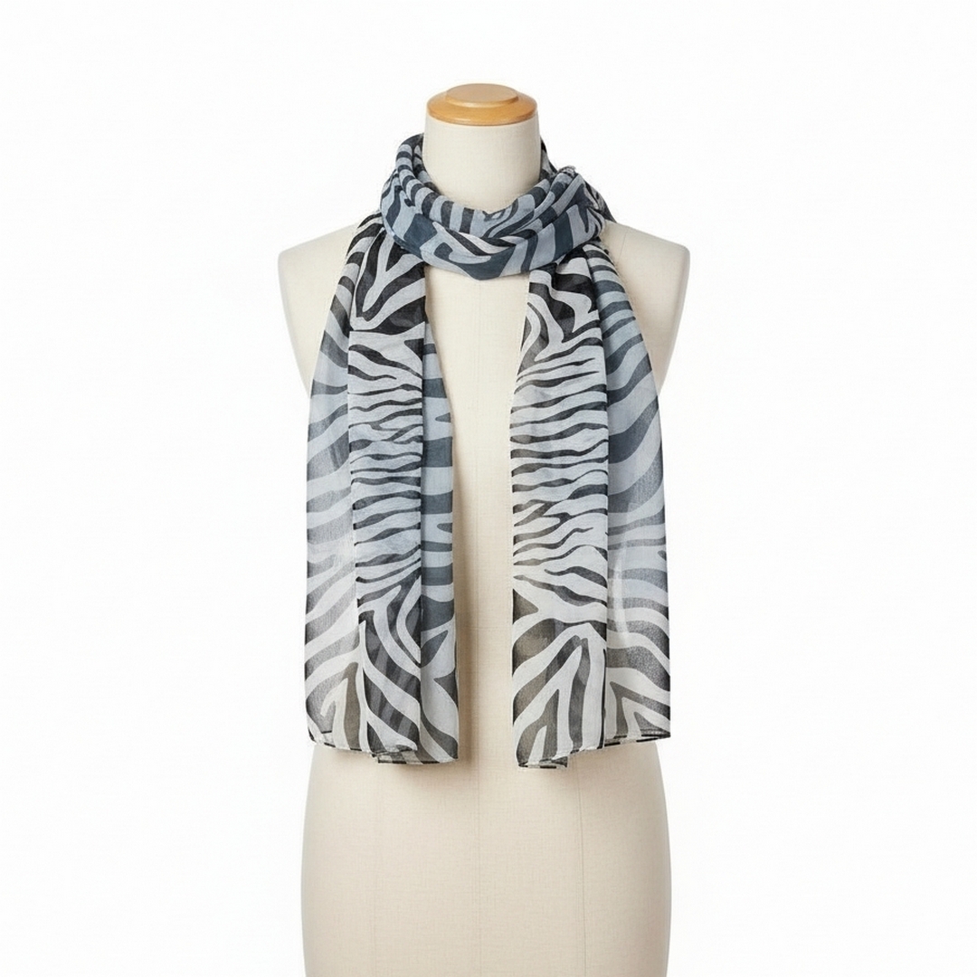 Femininer Schal Animalprint mit Seide 90x180 cm von Silkroad – Bild 3