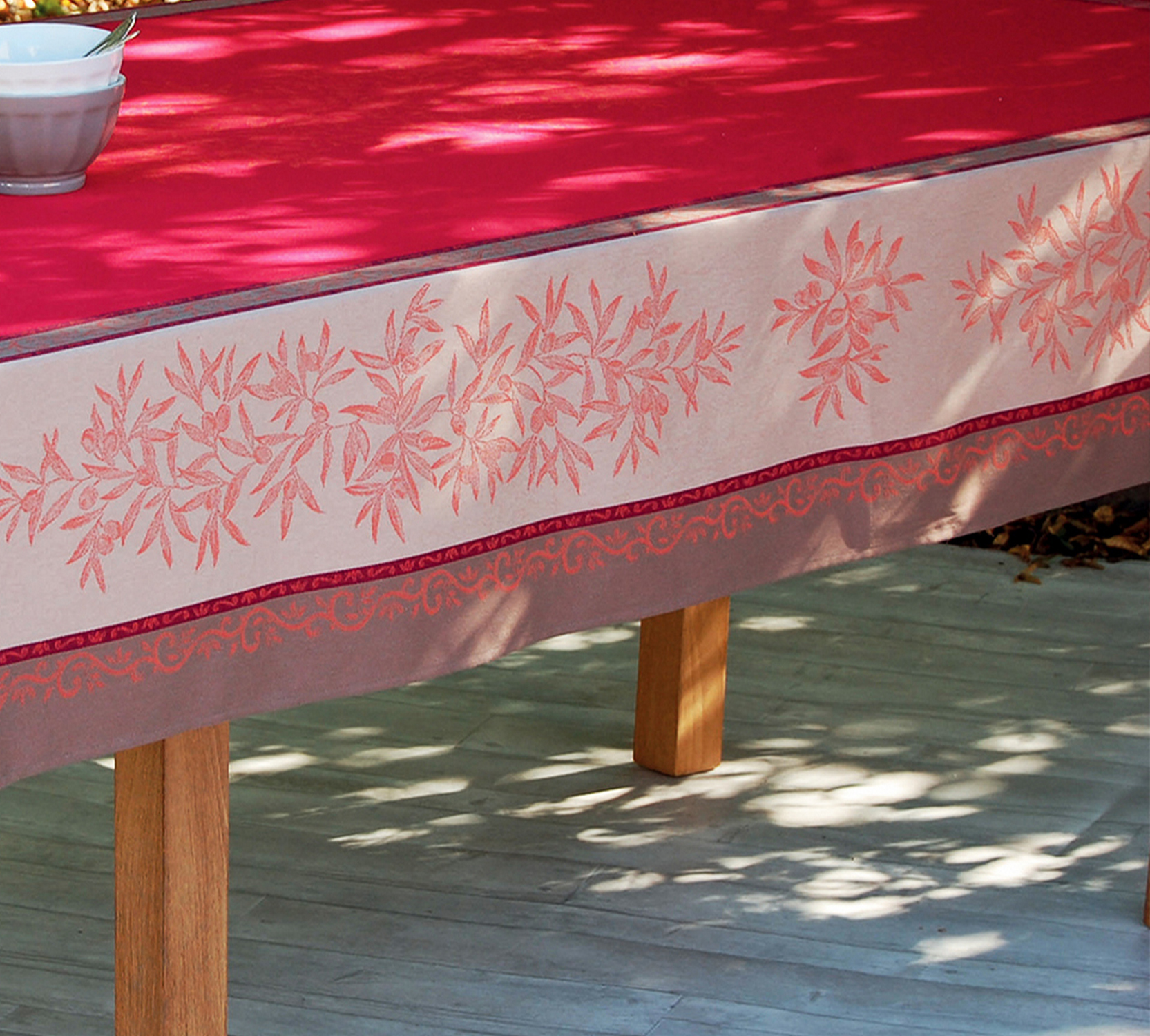 Jacquard Tischdecke aus Frankreich bordeaux 160 x 250 cm mit Teflon Schutz – Bild 2